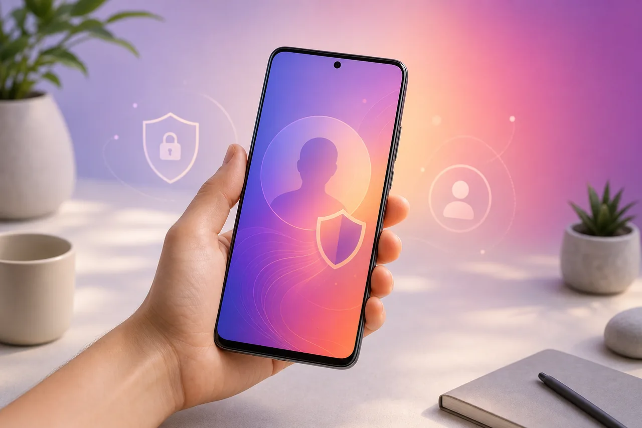 Editorial illustration of secure Honista login on an Android phone